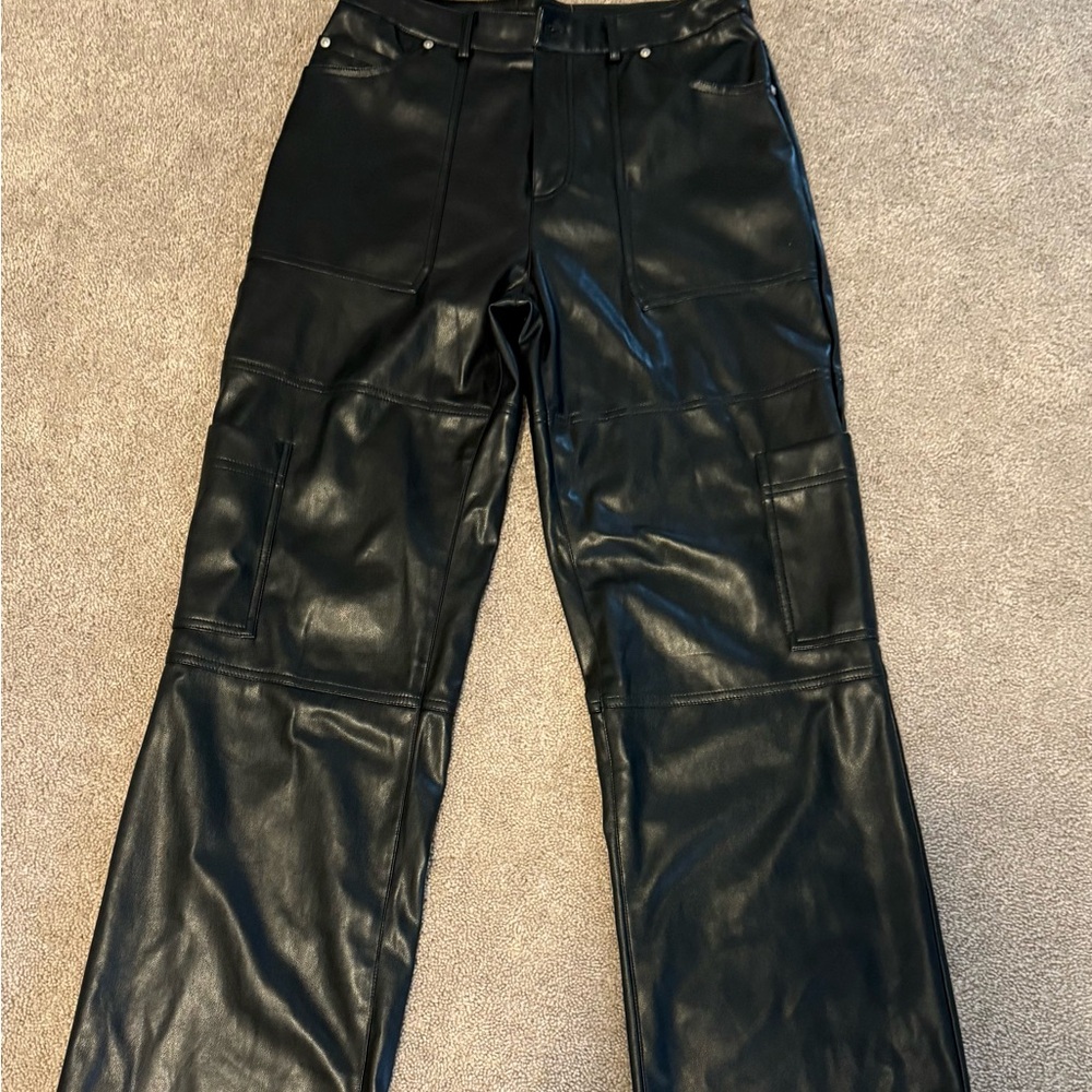 Avec Les Filles Black Faux Leather Trousers